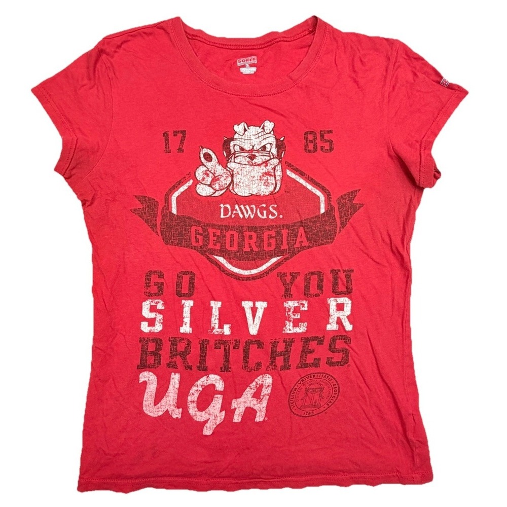 UGA Georgia Bulldogs Youth XL Red Go You Silver Britches‎ Soffe T-Shirt